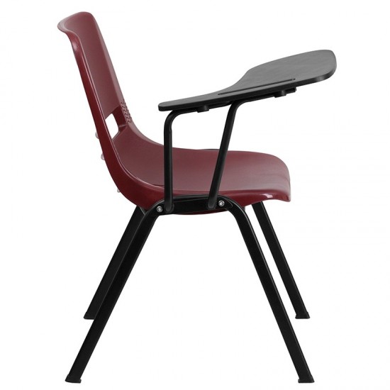 Burgundy Ergonomic Shell Chair with Left Handed Flip-Up Tablet Arm