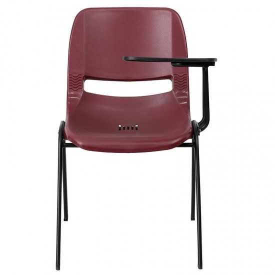 Burgundy Ergonomic Shell Chair with Left Handed Flip-Up Tablet Arm