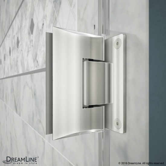 Unidoor 49-50 in. W x 72 in. H Frameless Hinged Shower Door with Support Arm in Chrome