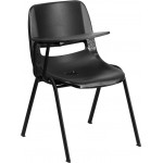Black Ergonomic Shell Chair with Right Handed Flip-Up Tablet Arm