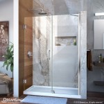 Unidoor 50-51 in. W x 72 in. H Frameless Hinged Shower Door with Support Arm in Chrome