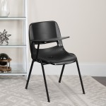 Black Ergonomic Shell Chair with Right Handed Flip-Up Tablet Arm