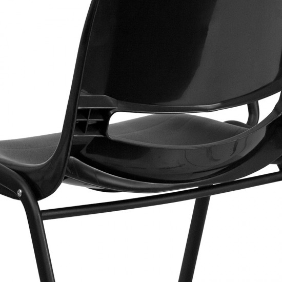 Black Ergonomic Shell Chair with Right Handed Flip-Up Tablet Arm