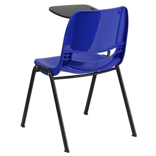 Blue Ergonomic Shell Chair with Right Handed Flip-Up Tablet Arm