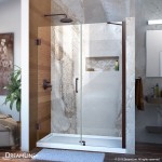 Unidoor 52-53 in. W x 72 in. H Frameless Hinged Shower Door with Support Arm in Oil Rubbed Bronze