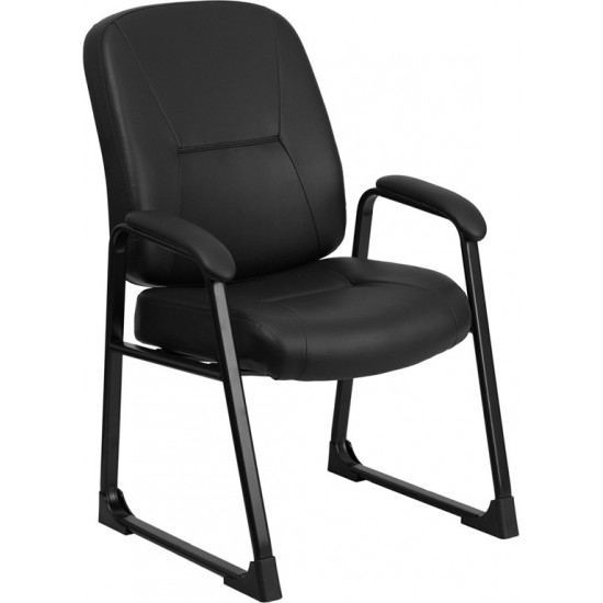 Big & Tall 400 lb. Rated Black LeatherSoft Executive Side Chair with Sled Base
