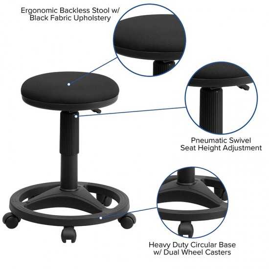 Black Ergonomic Stool with Foot Ring