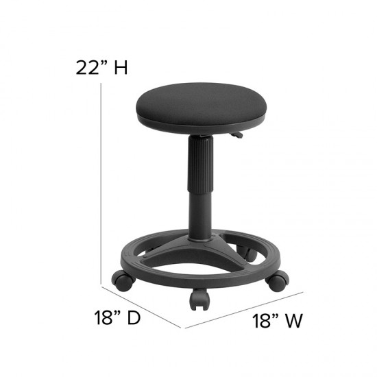 Black Ergonomic Stool with Foot Ring