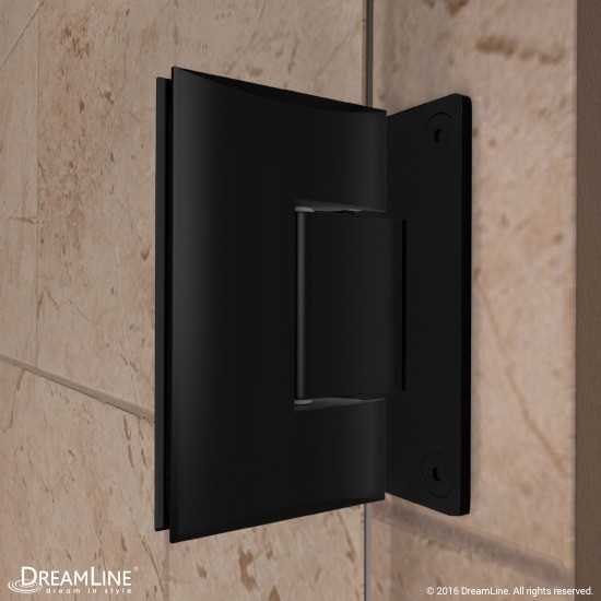 Unidoor 50-51 in. W x 72 in. H Frameless Hinged Shower Door with Support Arm in Satin Black