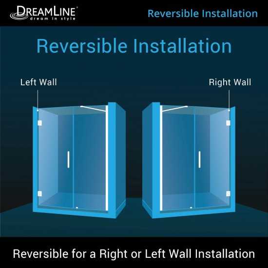 Unidoor 53-54 in. W x 72 in. H Frameless Hinged Shower Door with Support Arm in Brushed Nickel