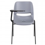 Gray Ergonomic Shell Chair with Right Handed Flip-Up Tablet Arm