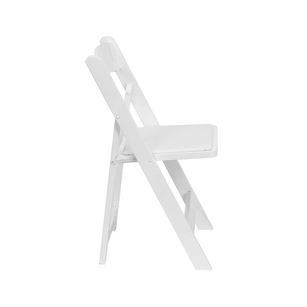 HERCULES Series White Wood Folding Chair with Vinyl Padded Seat