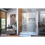 Unidoor 57-58 in. W x 72 in. H Frameless Hinged Shower Door with Support Arm in Chrome