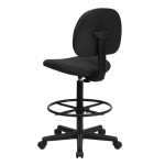 Black Patterned Fabric Drafting Chair (Cylinders: 22.5''-27''H or 26''-30.5''H)