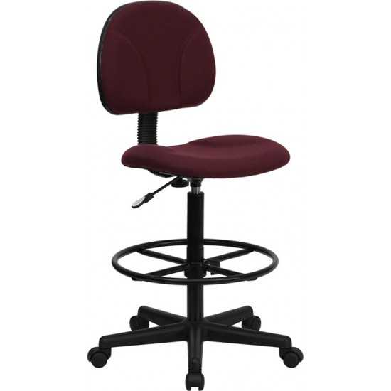 Burgundy Fabric Drafting Chair (Cylinders: 22.5''-27''H or 26''-30.5''H)