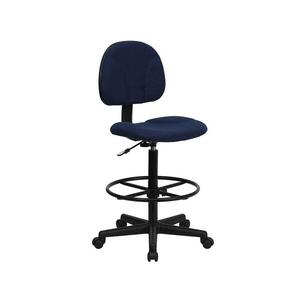 Navy Blue Patterned Fabric Drafting Chair (Cylinders: 22.5''-27''H or 26''-30.5''H)