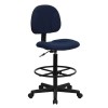 Navy Blue Patterned Fabric Drafting Chair (Cylinders: 22.5''-27''H or 26''-30.5''H)