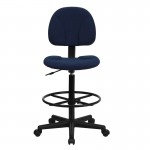 Navy Blue Patterned Fabric Drafting Chair (Cylinders: 22.5''-27''H or 26''-30.5''H)