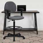 Gray Fabric Drafting Chair with Adjustable Arms (Cylinders: 22.5''-27''H or 26''-30.5''H)