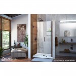 Unidoor 35-36 in. W x 72 in. H Frameless Hinged Shower Door with Shelves in Oil Rubbed Bronze