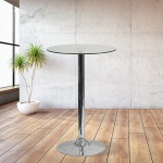 23.75'' Round Glass Table with 41.75''H Chrome Base