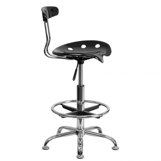 Vibrant Black and Chrome Drafting Stool with Tractor Seat