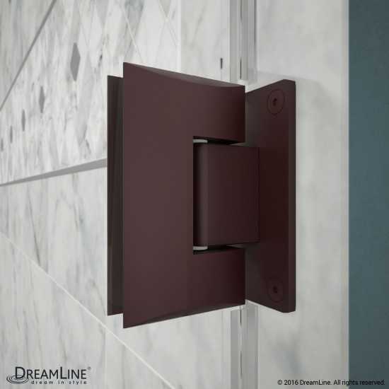 Unidoor 38-39 in. W x 72 in. H Frameless Hinged Shower Door with Shelves in Oil Rubbed Bronze