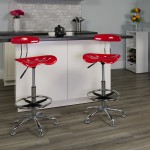 Vibrant Cherry Tomato and Chrome Drafting Stool with Tractor Seat