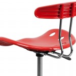 Vibrant Cherry Tomato and Chrome Drafting Stool with Tractor Seat