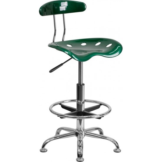 Vibrant Green and Chrome Drafting Stool with Tractor Seat