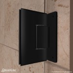 Unidoor 42-43 in. W x 72 in. H Frameless Hinged Shower Door with Shelves in Satin Black