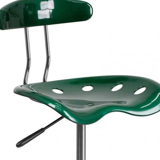 Vibrant Green and Chrome Drafting Stool with Tractor Seat