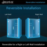Unidoor 46-47 in. W x 72 in. H Frameless Hinged Shower Door with Shelves in Satin Black