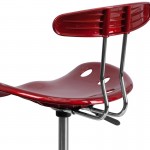 Vibrant Wine Red and Chrome Drafting Stool with Tractor Seat