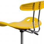 Vibrant Yellow and Chrome Drafting Stool with Tractor Seat