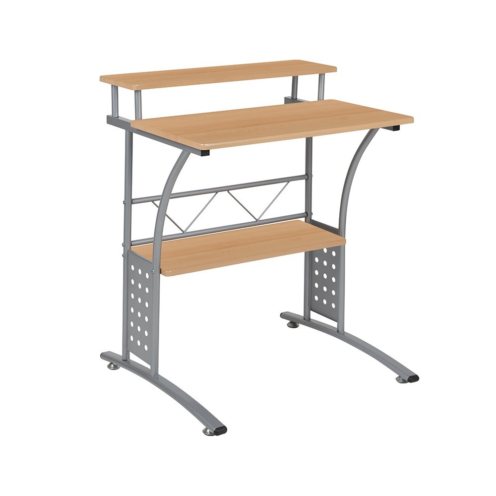 Clifton Maple Computer Desk with Top and Lower Storage Shelves