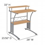 Clifton Maple Computer Desk with Top and Lower Storage Shelves