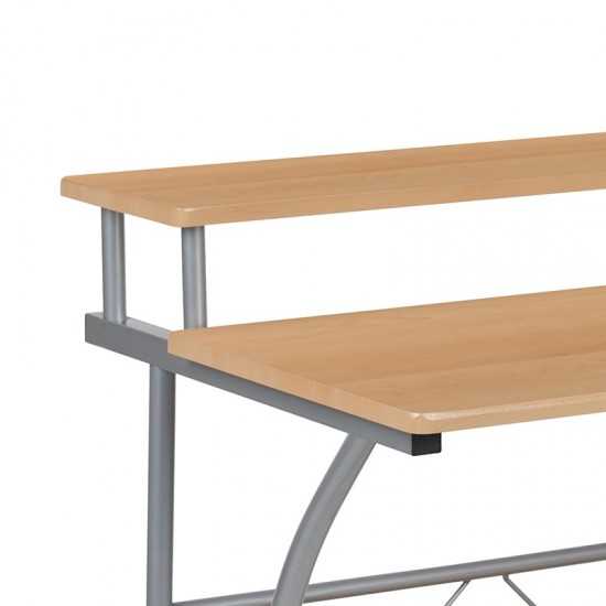 Clifton Maple Computer Desk with Top and Lower Storage Shelves