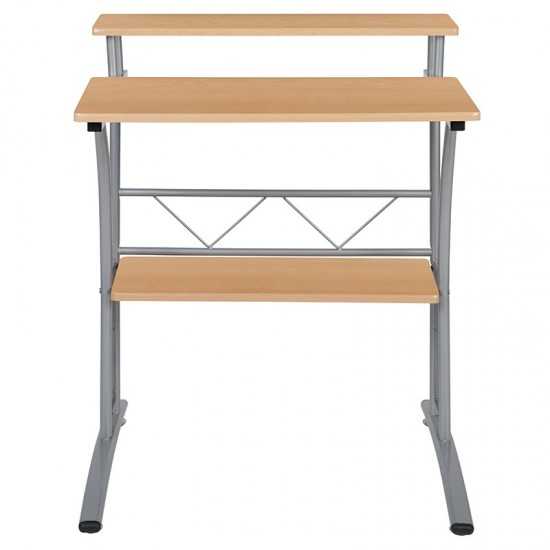 Clifton Maple Computer Desk with Top and Lower Storage Shelves