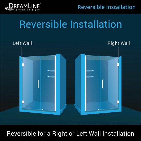 Unidoor 52-53 in. W x 72 in. H Frameless Hinged Shower Door with Shelves in Chrome