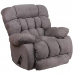 Contemporary Softsuede Graphite Microfiber Rocker Recliner