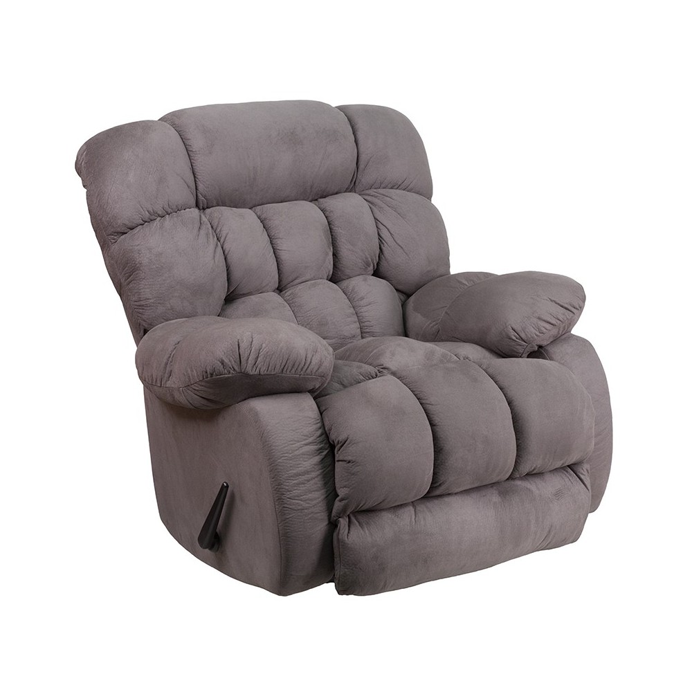 Contemporary Softsuede Graphite Microfiber Rocker Recliner