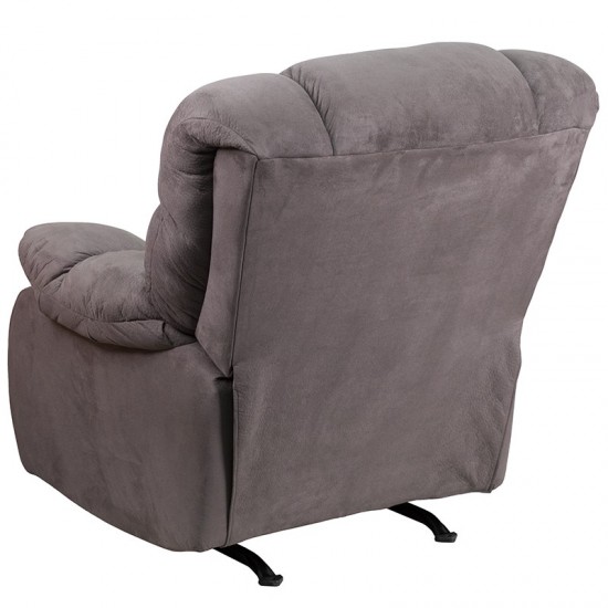 Contemporary Softsuede Graphite Microfiber Rocker Recliner