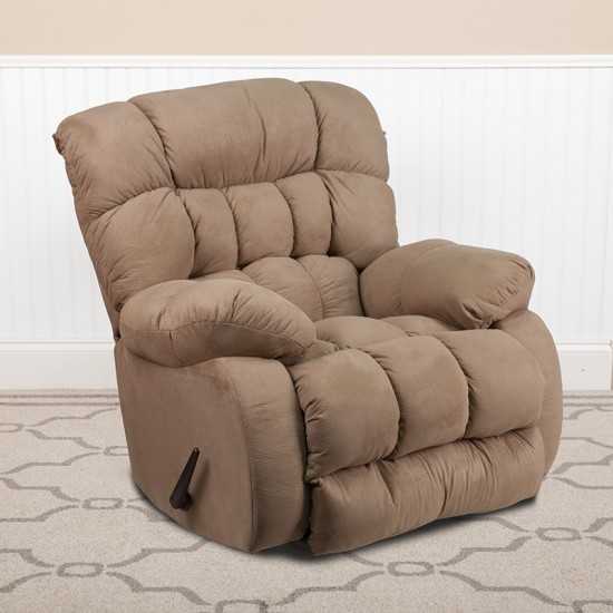 Contemporary Softsuede Taupe Microfiber Rocker Recliner