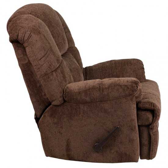 Contemporary Hillel Chocolate Chenille Rocker Recliner