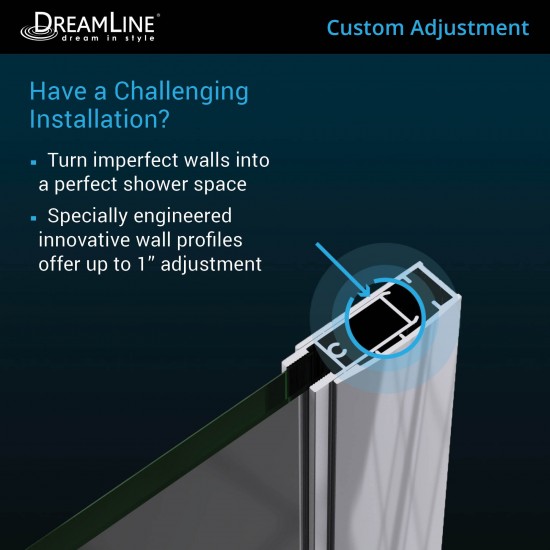 Unidoor 51-52 in. W x 72 in. H Frameless Hinged Shower Door with Shelves in Satin Black