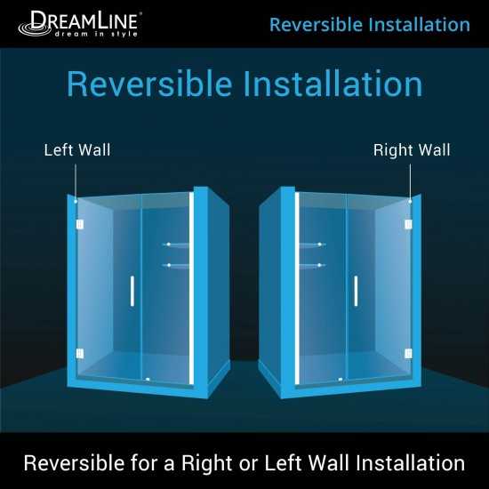 Unidoor 51-52 in. W x 72 in. H Frameless Hinged Shower Door with Shelves in Satin Black