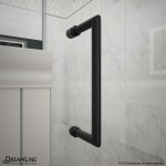 Unidoor 51-52 in. W x 72 in. H Frameless Hinged Shower Door with Shelves in Satin Black