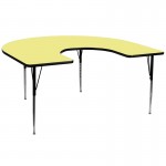 60\'\'W x 66\'\'L Horseshoe Yellow Thermal Laminate Activity Table - Standard Height Adjustable Legs