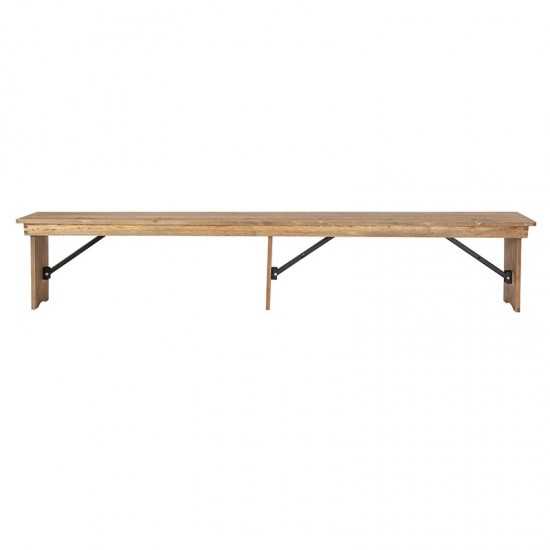 8' x 12'' Antique Rustic Solid Pine Folding Farm Bench with 3 Legs